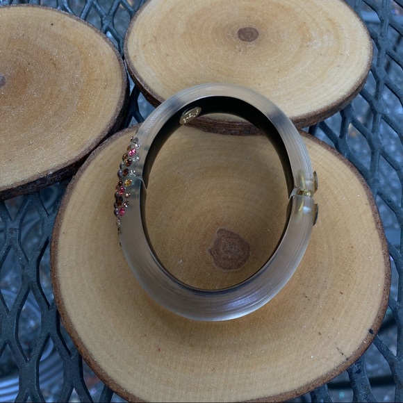 Alexis Bittar bangle bracelet Swarovski Crystal Pearl Oval hinged Lucite - Picture 4 of 7